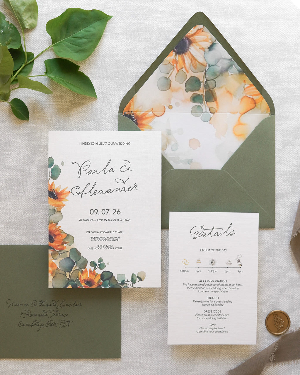 Liantha – Floral Wedding Invitation, Detail Card Timeline