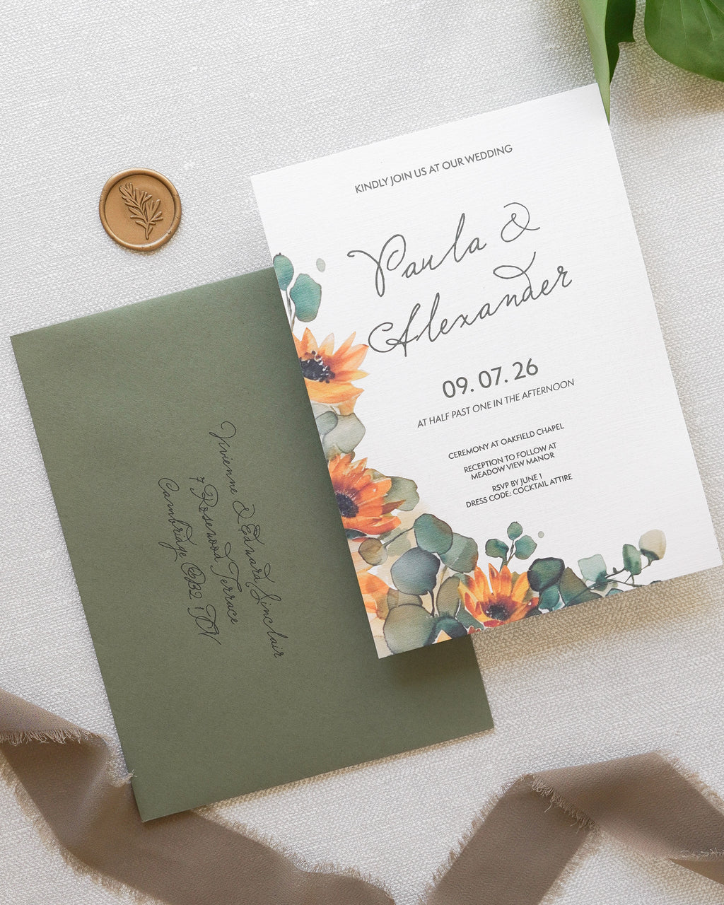 Liantha – Floral Wedding Invitation, Single Card