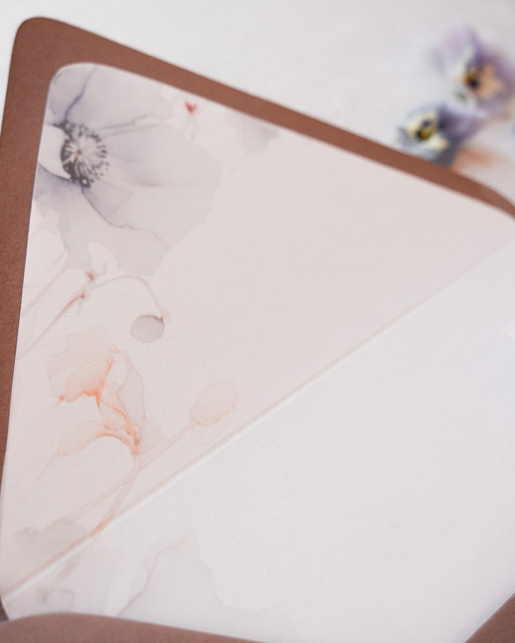 Wedding envelope with a soft floral liner