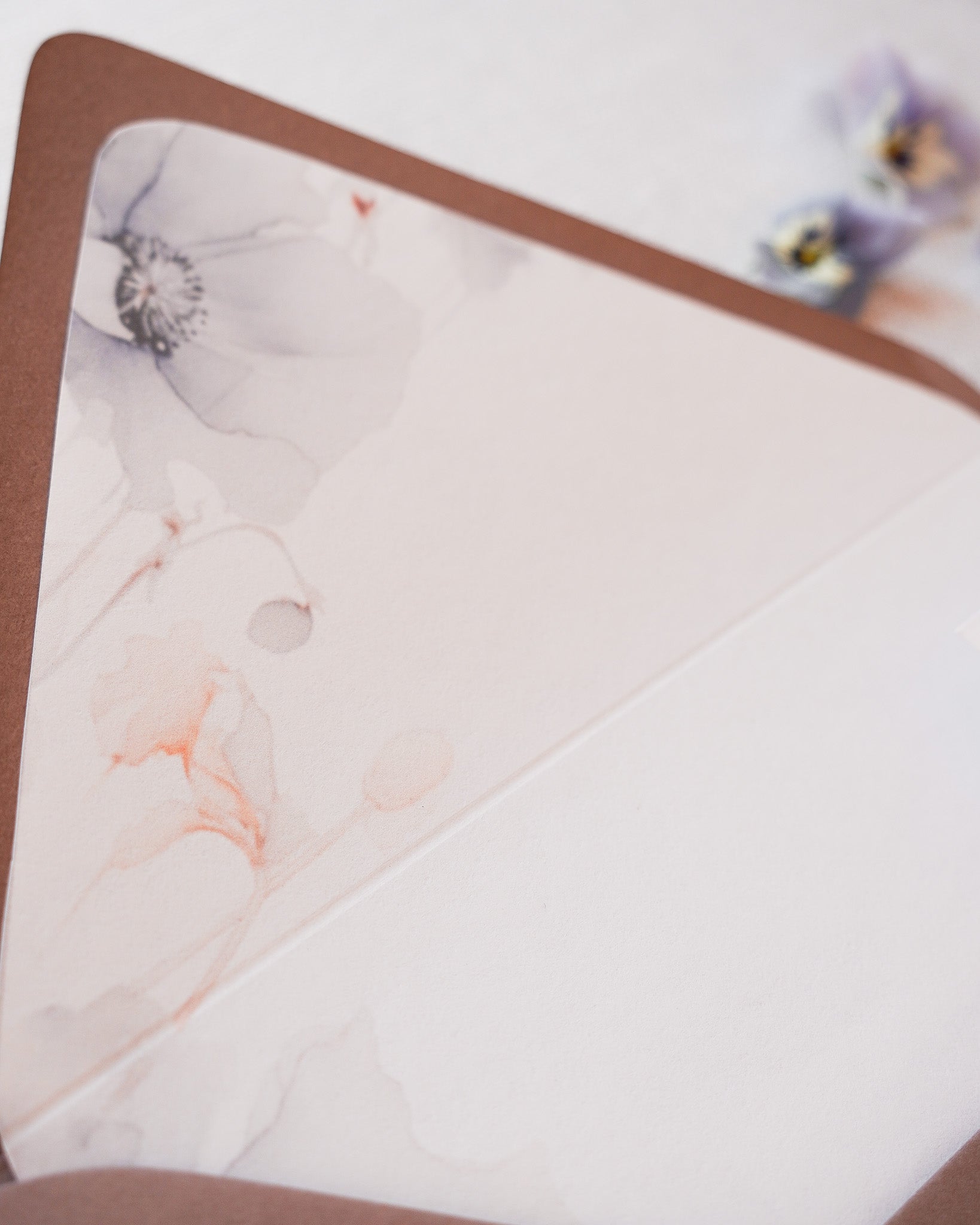 Wedding envelope with a soft floral liner