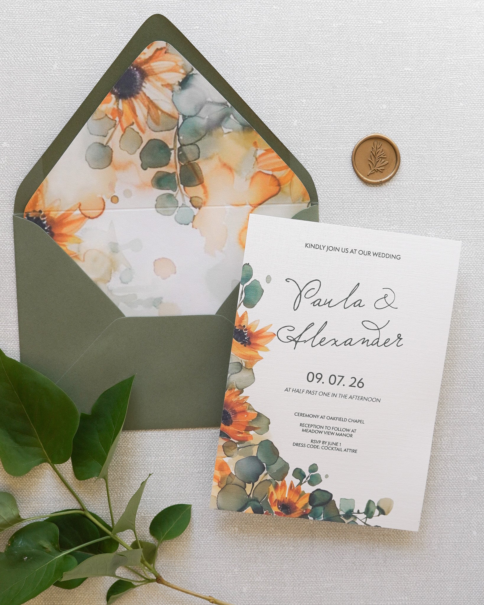 Liantha – Floral Wedding Invitation, Single Card